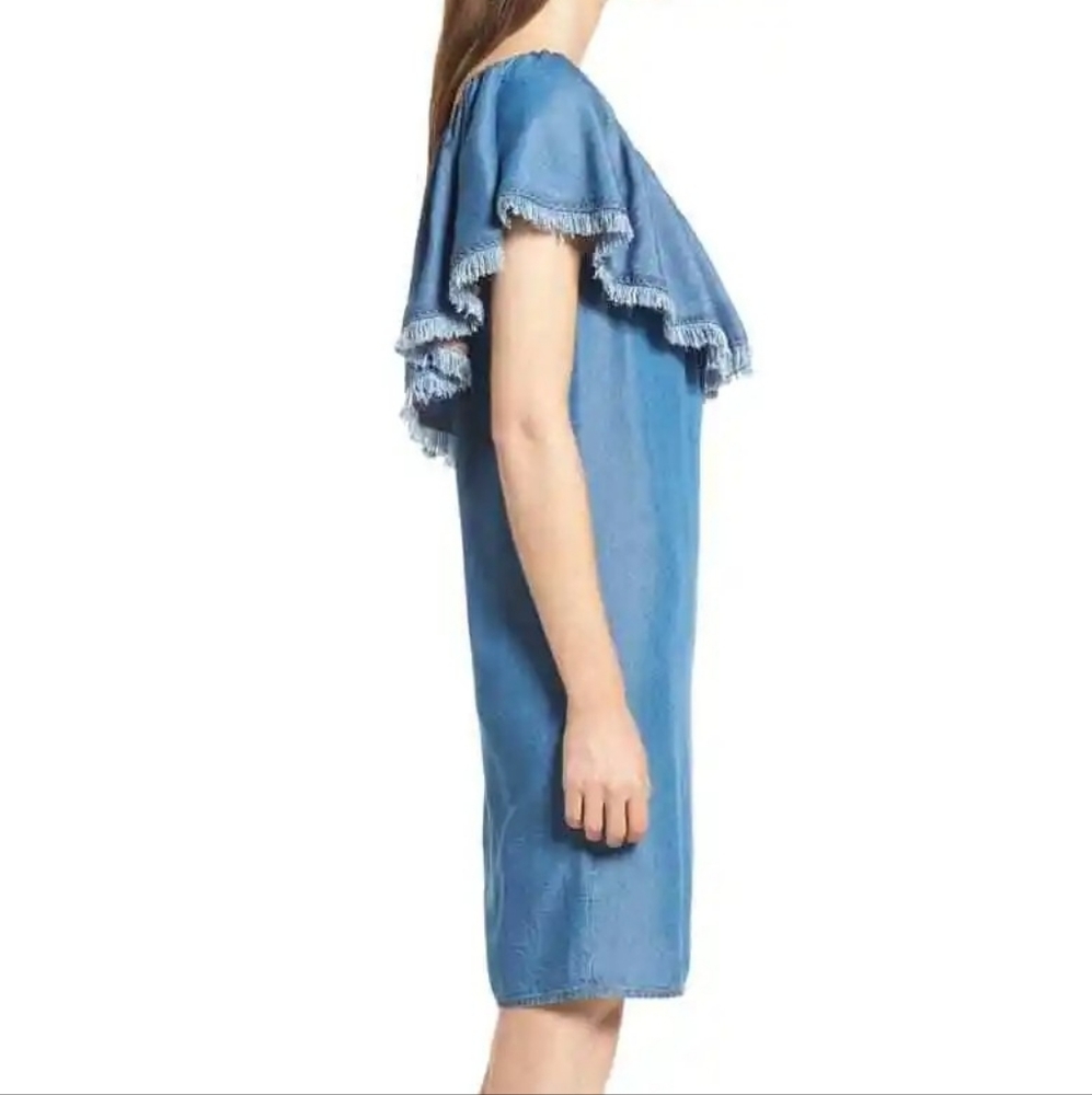 SPLENDID INDIGO WASH RUFFLE ONE SHOULDER DRESS - Picture 3 of 8